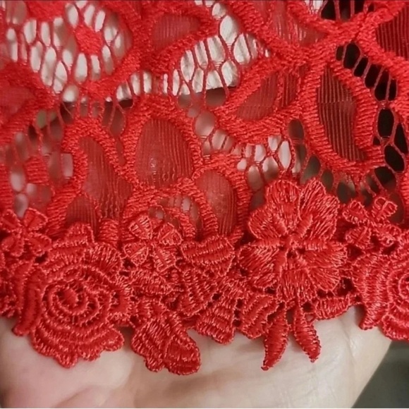 Mi Ami Elegant Red Lace Dress size small - Picture 4 of 6